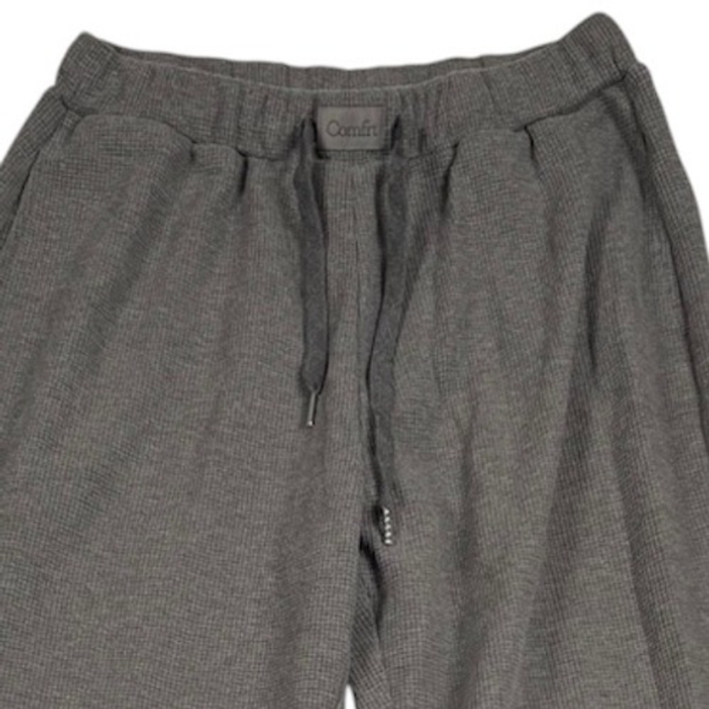 Comfrt Waffle Lounge Pants Women Large Gray Knit Wide Leg Drawstring Casual